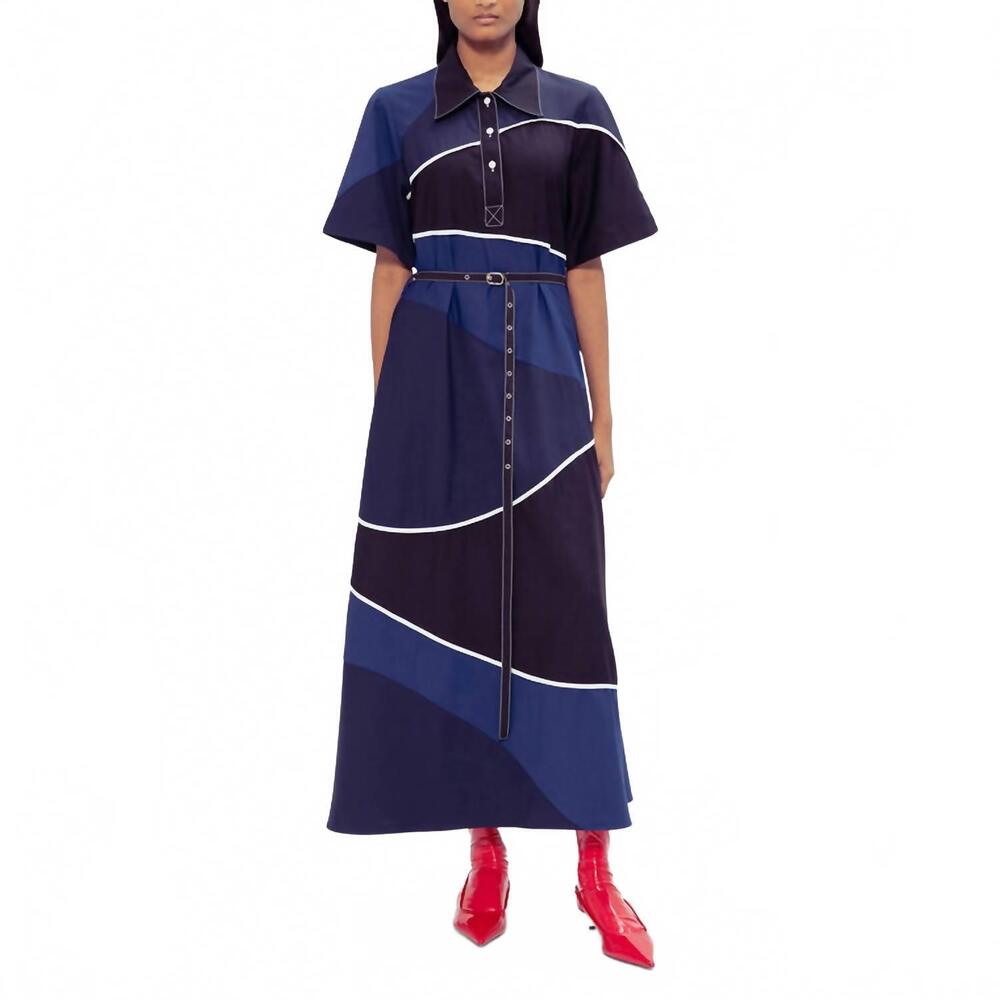 NEW LOVEBIRDS classic colour-blocked dress in onyx/midnight blue/navy